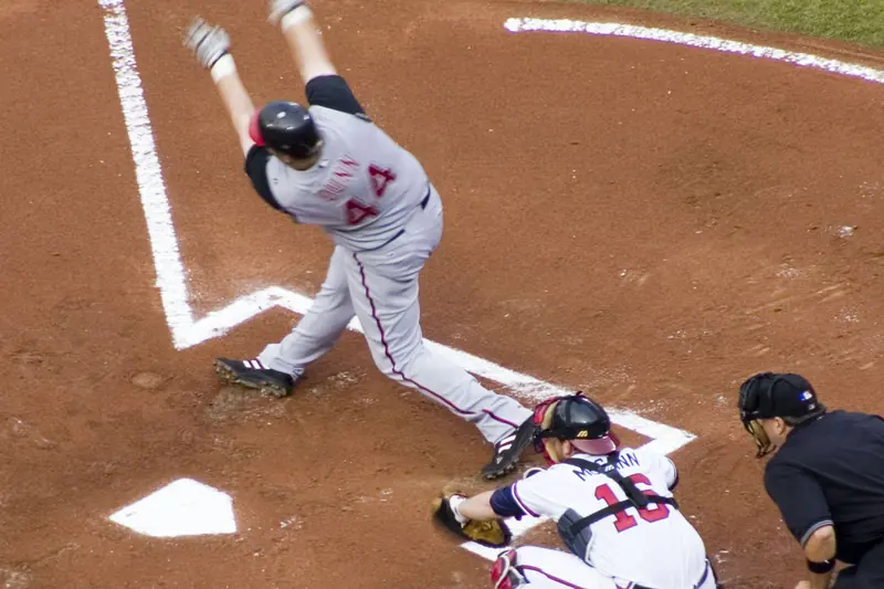 A batter swings and misses for a strikeout