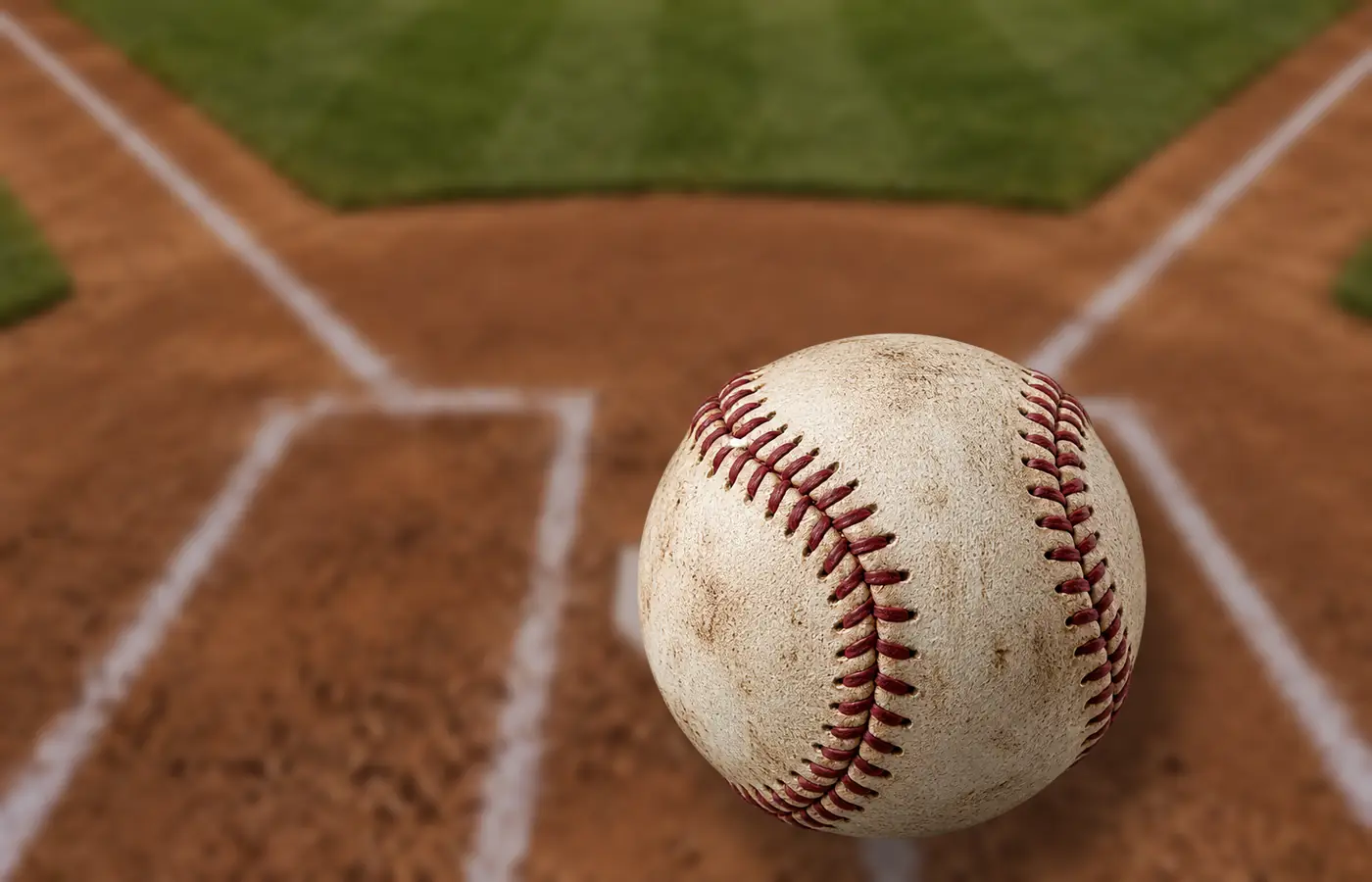 AI-generated image: a baseball resting on infield clay